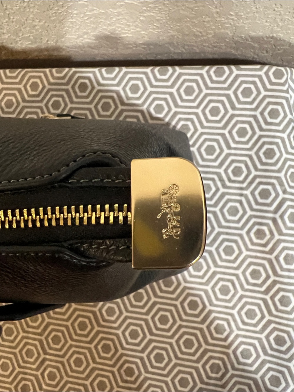 Coach Black Pebbled RFB GRG Leather Satchel with Gold Hardware - Picture 4 of 7